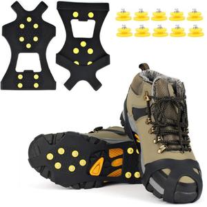 L'usine source accepte les commandes personnalisées de couvre-chaussures antidérapants à 10 crampons et 10 dents pour les sports d'hiver en plein air. - Product Image 1