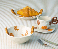 Ensemble de vaisselle haut de gamme en céramique créative : Tasse à café 3D, Assiette, Bol, Contenant alimentaire pour boulangerie, pain, croissant, toast