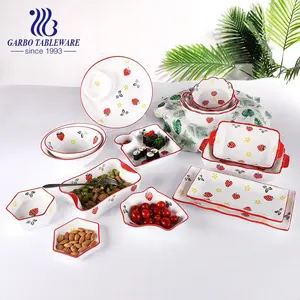 Hotel serving porcelain trays and plates hand painted ceramic baking dish home table serving plates and bowls strawberry bowls