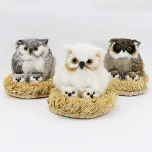 Fábrica al por mayor animales de peluche simulados decoraciones para el hogar lindo búho realista juguetes de peluche