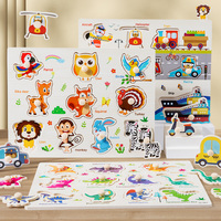 Puzzle Montessori en bois pour enfant d'âge préscolaire, jeu éducatif, panneau de préhension