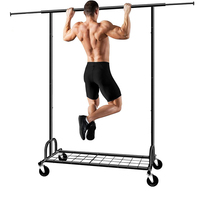 Porte-vêtements double barre moderne à hauteur réglable, sur pied, avec roulettes, pour boutique