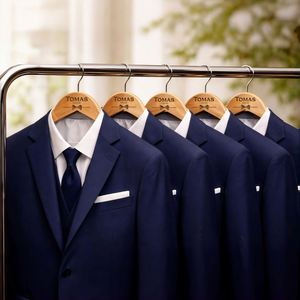 Cintre de mariage personnalisé pour la mariée et ses demoiselles d'honneur, cintre en bois gravé avec nom et date, accessoire photo de mariage - Product Image 4