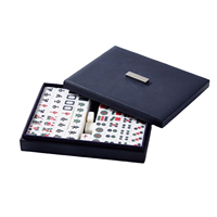 Ensemble de Mahjong Américain de Luxe Personnalisé Fait Main en Cuir PU Durable avec Étui, Tuiles en Mélamine et Dés – Vente en Gros