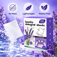 Feuilles de lessive en gros à la lavande OEM & ODM, 240 lavages, bandes enzymatiques dissolvables détachantes pour la lessive domestique