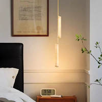Lámpara Colgante VEKO de Alabastro, Mármol y Cobre, para Mesita de Noche, Iluminación de Techo