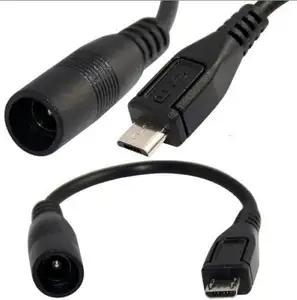 Dc 5.5Mm X 2.1Mm Vat Jack Naar Micro Usb B 5P Mannelijke Power Connector Korte Kabel