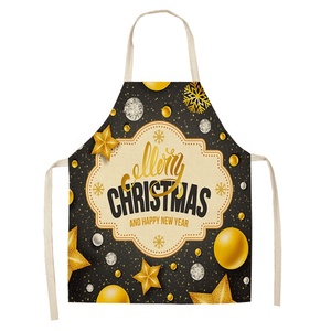Nouvelle série de dessins animés de Noël, <span class=keywords><strong>tablier</strong></span> de cuisine en lin imprimé numériquement, imperméable, avec logo personnalisé, décoration de cuisine de Noël pour la maison - Product Image 1