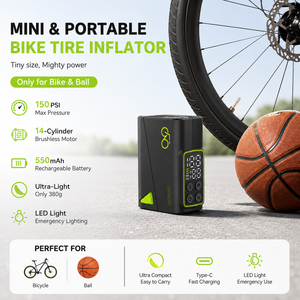 Pompe à <span class=keywords><strong>vélo</strong></span> <span class=keywords><strong>électrique</strong></span> portable 150 PSI, moteur sans balais, mini compresseur d'air, double affichage intelligent, gonfleur de pneus de <span class=keywords><strong>vélo</strong></span> rechargeable - Product Image 6
