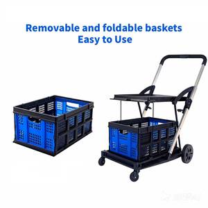 シングルサイレントポータブル四輪マーケット折りたたみトロリーアルミ合金スラットプラットフォーム構造OEMサポートスーパーマーケット - Product Image 1