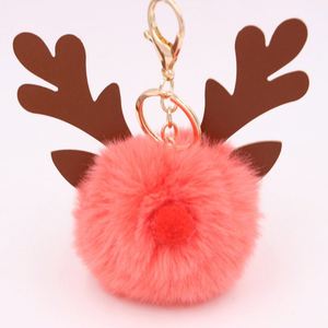 Porte-clés en peluche cerf de Noël, boule en fourrure, ornement en peluche, breloque mignonne pour sac, décoration de sapin de Noël - Product Image 2