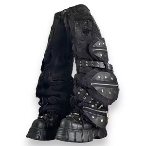 <span class=keywords><strong>Jeans</strong></span> Neri Larghi 100% Cotone <span class=keywords><strong>con</strong></span> Grandi Tasche, <span class=keywords><strong>Jeans</strong></span> Baggy Personalizzabili <span class=keywords><strong>con</strong></span> Ricamo per Ragazzi - Product Image 1