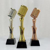 Trophée de la Voix d'Or MH-NJ00892 en Résine de Cristal, Or, Argent, Bronze, avec Microphone, pour la Chant et la Diffusion
