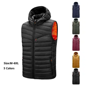 Men's Puffer Vest Jacket with Halter Hood Ready to Ship Waterproof Plus Size Waistcoat with Zipper Street Wear Vest for Winter