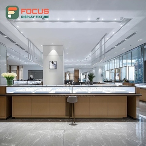 Minimalist Jewelry Store Display Furniture Wood Frame Mall Counter Glass Showcase - Product Image 1