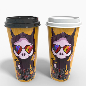 Tasses à dessert en PET à double paroi avec logo personnalisé (12oz/16oz/20oz) avec couvercles et paille à usage jetable écologique - Product Image 5
