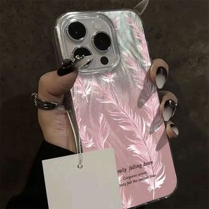 เคสโทรศัพท์สำหรับ iPhone 17 Pro Max ลายขนนกออโรร่าสีชมพูเลเซอร์ รูใหญ่ ป้องกันการตกกระแทกแบบเต็มตัว - Product Image 3