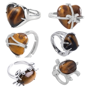 خاتم من أحجار كريمة عين النمر الطبيعية متعدد الأشكال للنساء عالي الجودة بسعر رخيص - Product Image 2