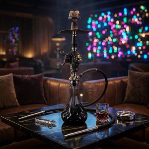 Cachimba de Cristal Negro con Diseño de Toro y Tigre, Base de Vidrio, Juego de Pipas de Metal para Lounge Bar - Product Image 2