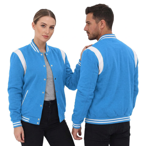 Unisex Maroon Varsity Jacket With White Stripes Preppy Style Cotton Polyester Blend Regular Fit Turn-down Collar Button Closure - Product Image 3