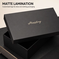 Boîte cadeau en carton rigide avec couvercle et base, logo personnalisé en estampage argenté, boîtes d'emballage noires pour chaussures