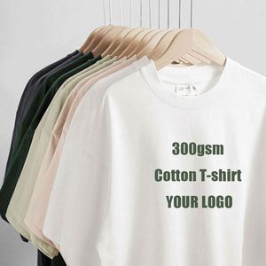 T-shirt vierge épais 300 g/m² en coton 100 % avec logo personnalisé DTG, épaules tombantes, style streetwear, pour impression graphique - Product Image 1