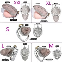 Cage à pénis en acier inoxydable, dispositif de chasteté BDSM, ceinture de chasteté, cage à pénis verrouillable, jeu de bondage pour adultes, jouet sexuel, cage à pénis en maille