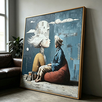 Peinture à l'huile abstraite sur toile, style surréaliste moderne, peinte à la main, avec figure créative et architecture, pour décoration de salon