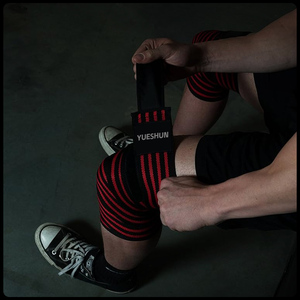 Tali selutut poliester elastis perekat diri perban kuat kebugaran kompresi tali lutut pelindung olahraga Gym untuk angkat beban - Product Image 5