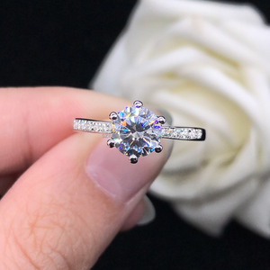 Etsy Anel de prata esterlina 925 para noivas, joia de casamento estilo clássico com 6 garras, 1 peça, zircônia cúbica, moissanite, solteiro de noivado - Product Image 1