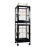 Cage à oiseaux transparente en métal à rayures horizontales avec porte interactive pour usage domestique, villas de luxe, cage à perroquet, grande enclos pour animaux de compagnie