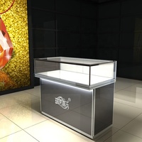 Diseño de bisagra de luz LED dorada oculta de madera cerradura de cajón inteligente armario conjunto de pared vitrina de joyería vitrina usada para tienda