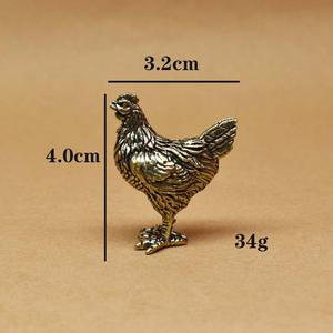 实心黄铜公鸡母鸡雕像文化创意小工艺品黄铜家居餐桌装饰装饰品 - Product Image 4