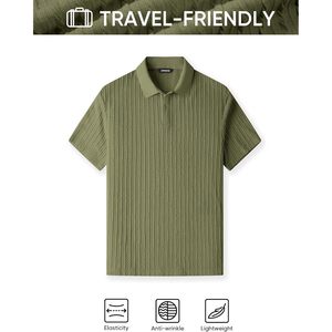 Foxa เสื้อโปโลแขนสั้นผู้ชาย, เสื้อผ้าฝ้ายถักระบายอากาศได้ดีชุดกอล์ฟชายหาดฤดูร้อน - Product Image 4