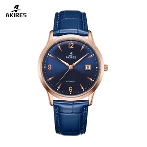 Blue Stainless Steel Miyota 9015 Custom Mens Mechanical See-Through Case Back Automatic Watch Automatic Design