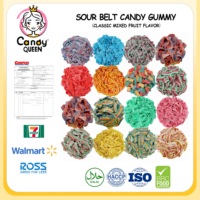 Groothandel op maat gemaakte private label klassieke zure snoepjes bulk mix fruit smaak zure bandjes drop snoep reep halal snoepjes
