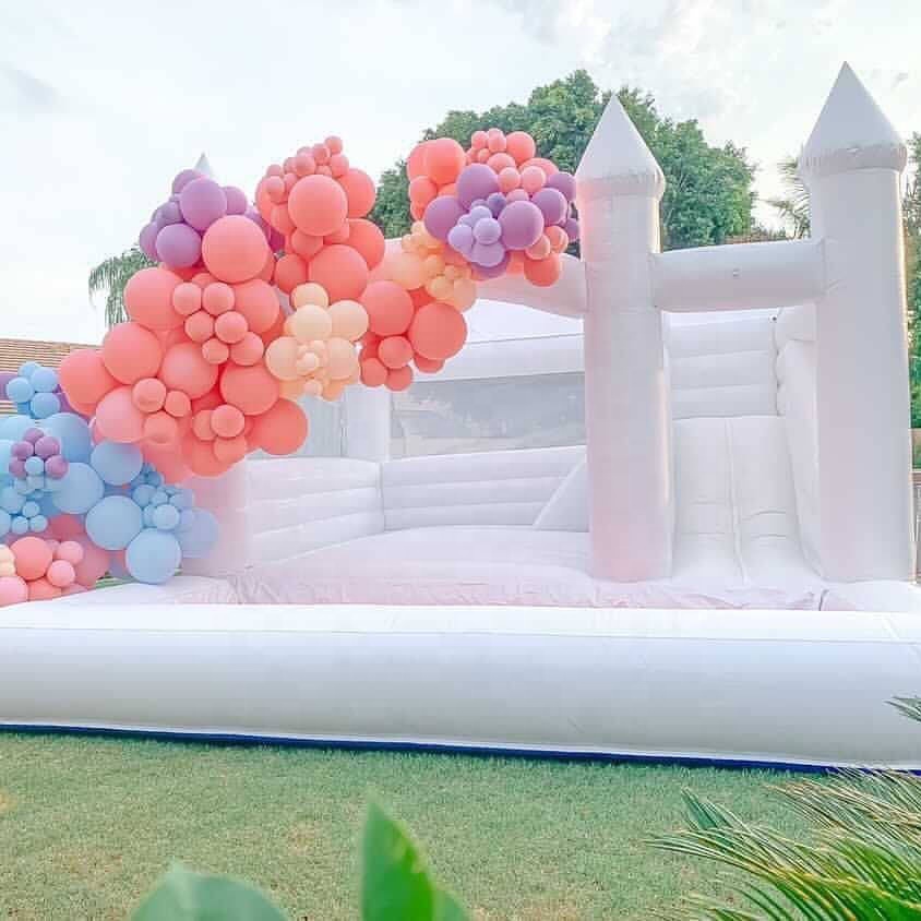 Детский прыгающий замок, надувной белый джампер, прыгающий домик с шариковым бассейном
