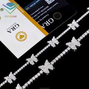 Collier tendance papillon, chaîne tennis, diamant moissanite VVS, passe le testeur de diamants, certificat GRA, argent sterling 925, unisexe - Product Image 5
