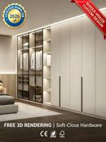 Dressing moderne sur mesure avec porte vitrée 2026, éclairage LED intégré, fermeture douce, armoire de chambre, personnalisation complète de la maison