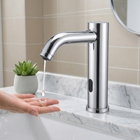 Robinet de salle de bain sans contact SHAUIZIQI, capteur infrarouge automatique, robinet de lavabo chromé à un seul trou