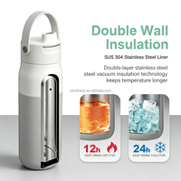 Bouteille isotherme classique en acier inoxydable de 30 oz et 40 oz avec paille filtrante réutilisable, isolation thermique de 12 à 24 heures pour