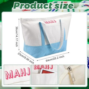 Sac de rangement Mahjong en polyester bleu/beige, grande capacité, avec sous-sac transparent, pour voyage et usage domestique - Product Image 3