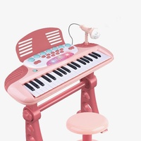 Piano Electrónico Infantil al por Mayor con Juego de Teclado, Taburete y Micrófono, Instrumento Musical Multifuncional para Educación Temprana