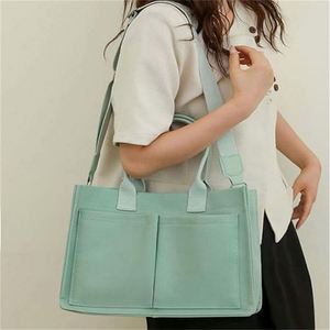 Sac à bandoulière multi-poches durable, grande capacité, sac messager pour femme, sac fourre-tout en toile avec poignée - Product Image 2