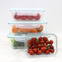 Bol en verre borosilicate de haute qualité 370ml 640ml 1040ml 1520ml, récipient de stockage alimentaire pour cuisine, boîte à lunch, pot en verre avec couvercle en plastique