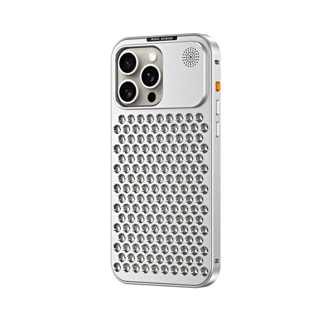 Full Metal Phone Case Cooling Ice-feel Phone Case with Aromatherapy Metal Shockproof Anti Heat Phone Case for iPhone 14 13 Pro