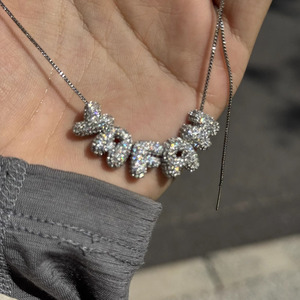 Pave palloncino con palloncino e palloncino con lettere iniziali di diamanti collana con lettere glitterate 3D regalo per donna - Product Image 6