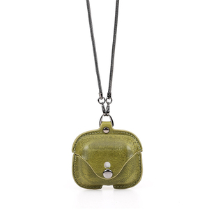 Nouvel étui de protection en cuir véritable vert pour Airpods Pro, écouteurs Bluetooth anti-perte avec cordon - Product Image 1