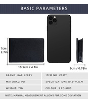 Baellerry dompet penyimpan kartu kulit PU, dompet pendek pemblokir RFID ramping dengan gesper Pemegang Kartu Pop