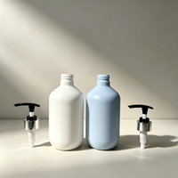Bouteille pompe HDPE recyclable 500 ml, conteneur cosmétique vide, tête à anneau argenté, logo personnalisé, couleur OEM ODM, shampoing, lotion corporelle
